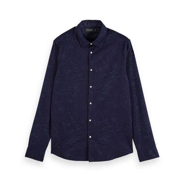 Organic cotton shirt with print, Blue