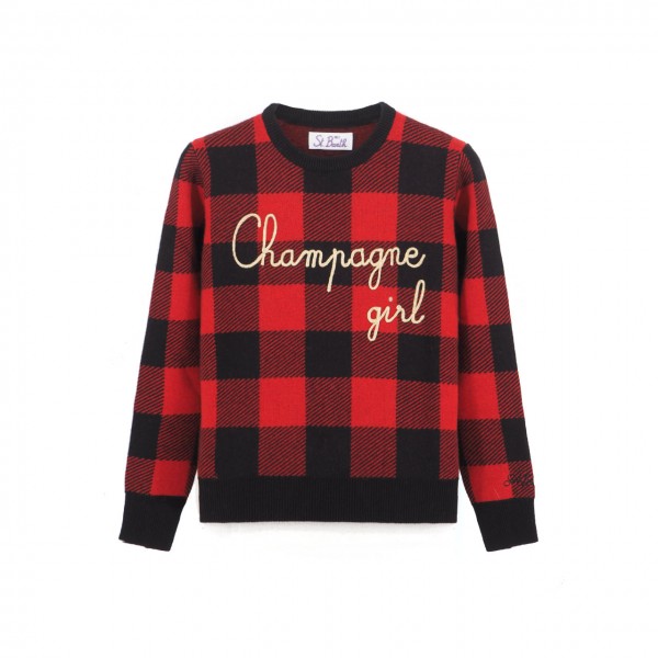 Crewneck Sweater Champagne Girl, Rosso