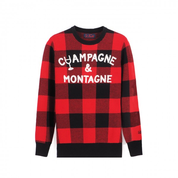 Crewneck Sweater Champagne & Montagne, Rosso
