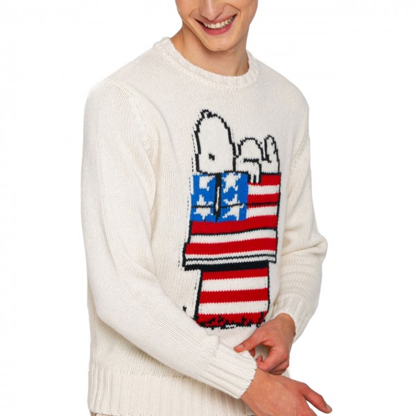 Sweater With Jacquard Print, White