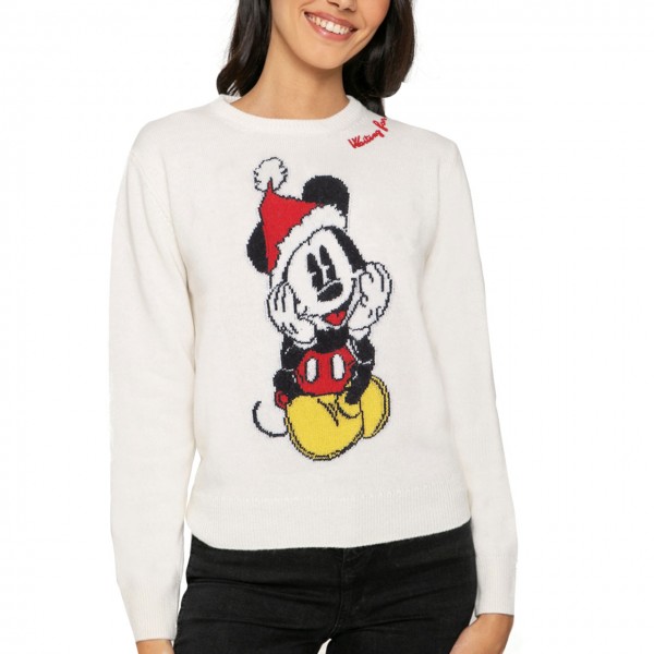 Crewneck Sweater Mickey, Bianco