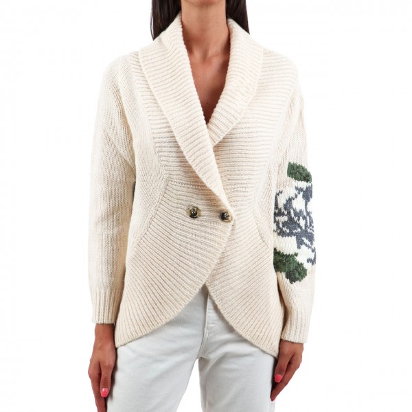 Cardigan With Floral Print, White