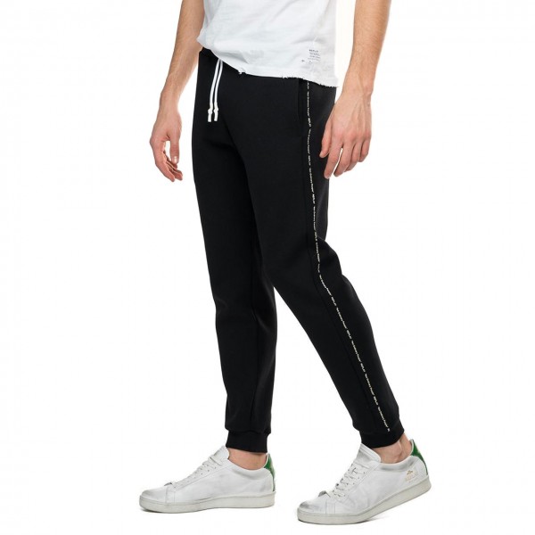 Fleece Trousers With Side Band, Black