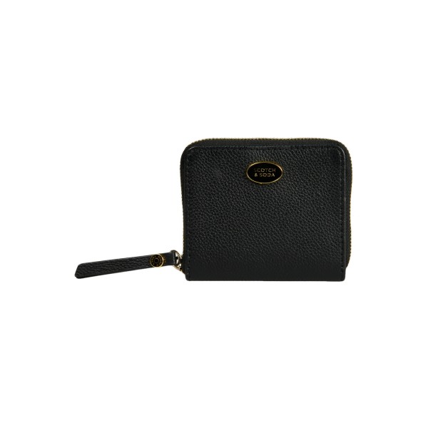 Leather Zip Wallet, Black