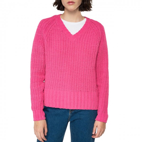 V-neck Crop Sweater, Pink