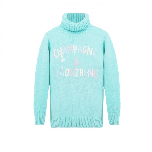 Champagne & Montagne High Neck Sweater, Green