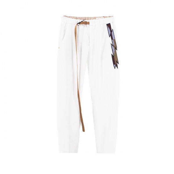 Marylin Trousers With Patch Of Pearls, White