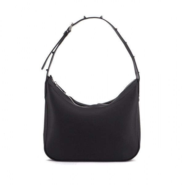 Medium Cabochon Shoulder Bag With Studded Shoulder Strap, Black