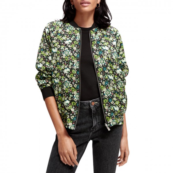 Reversible Bomber With Prints, Green Yellow