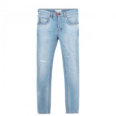 Jeans Slim Con Salpa, Blu
