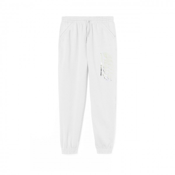 Pantalone In Felpa Con Stampa, Bianco