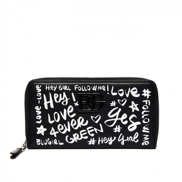 Laminated Wallet With Print, Black