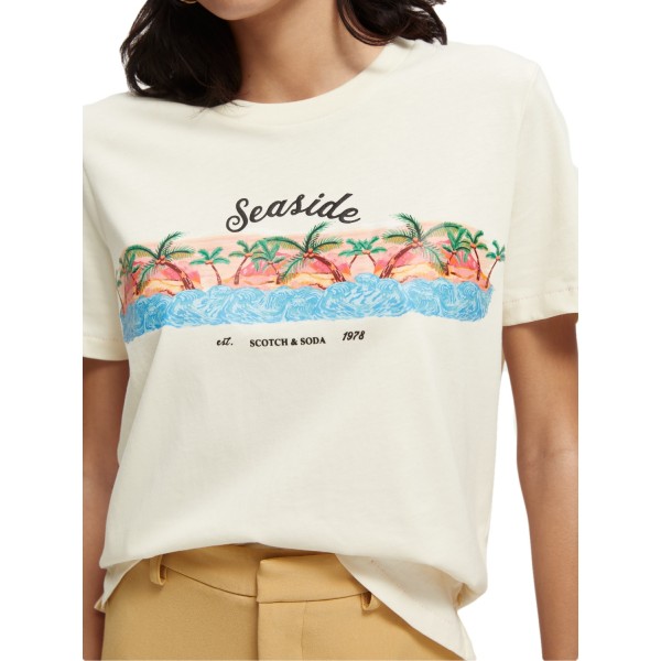 T-Shirt Con Stampa In Cotone Organico, Off White