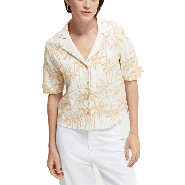 Hawaiian Linen Shirt With Embroidery