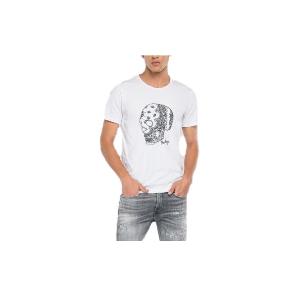 Replay Skull Print Jersey T-Shirt, White
