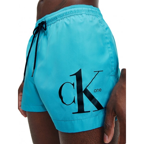 CK One Medium Drawstring Swim Bermuda, Turquoise