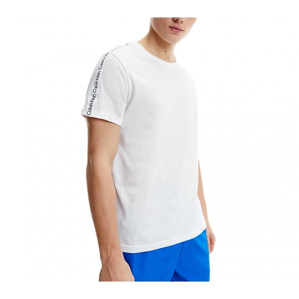 T-Shirt Da Mare In Cotone Biologico - Logo Tape, Bianco