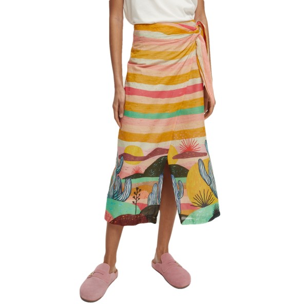 Organic Cotton Patterned Sarong Skirt, Multi