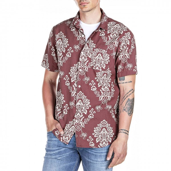 Half Sleeve Shirt With Cotton / Lyocell Print, Brown