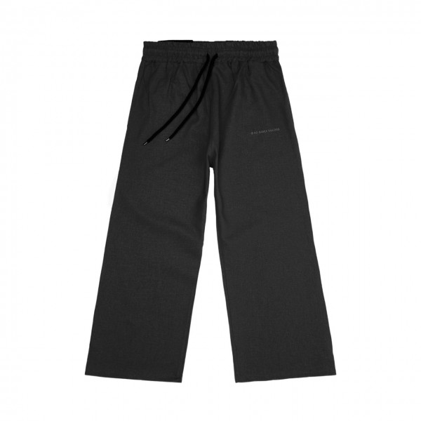Pantalone Oversize Basico In Lino, Nero