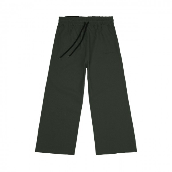 Pantalone Oversize Basico In Lino, Verde