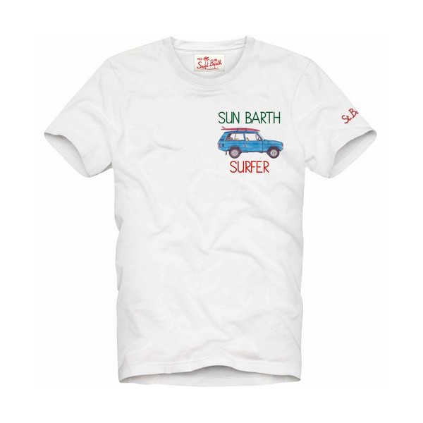T-shirt Ricamata St. Barth Surfer, Bianco