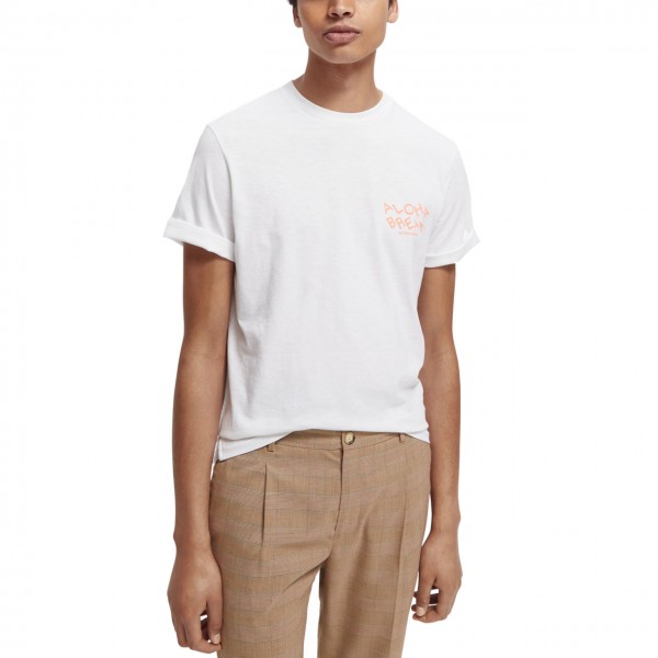 T-shirt con tasca interna e grafica, Bianco