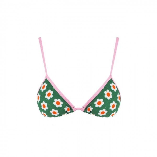 Janet Triangle Top with Daisies Pattern, Green