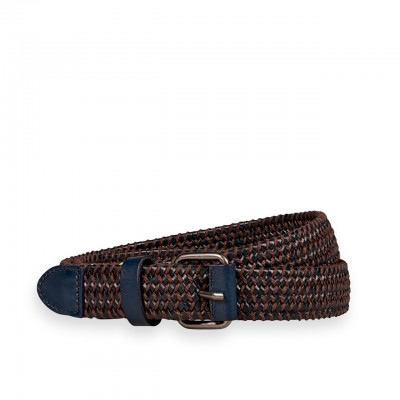Braided Leather Belt, Blue