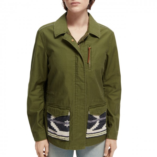 Embroidered Military Jacket, Green
