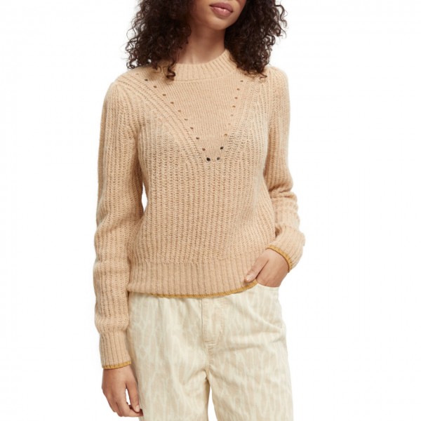 Sweater With Puff Sleeves, Beige