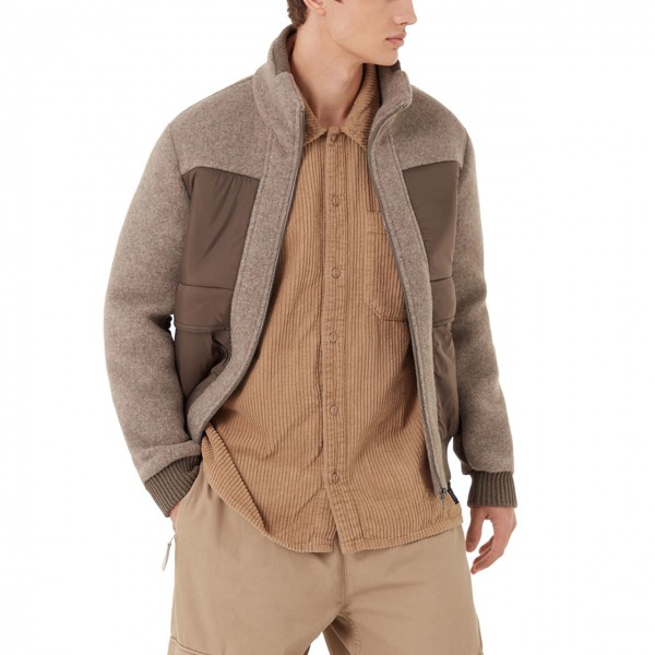 Wool Cloth Bomber With Nylon Inserts