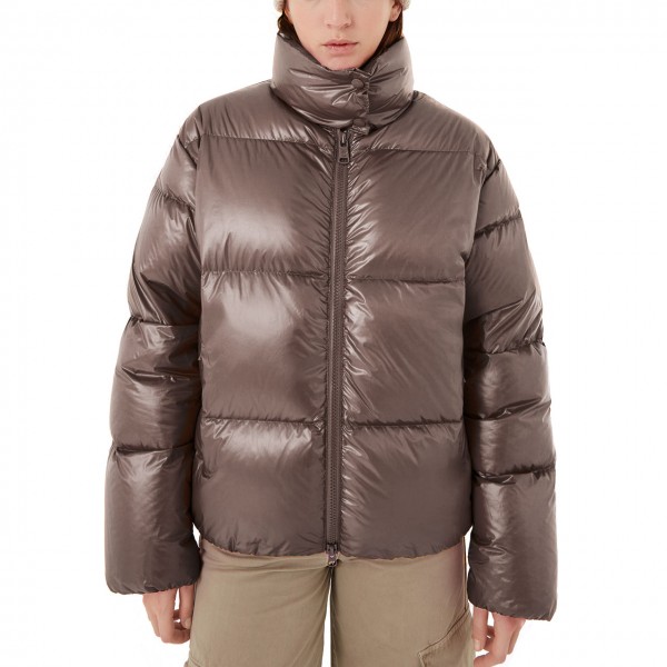 Puffy Super Padded High Neck Down Jacket, Brown