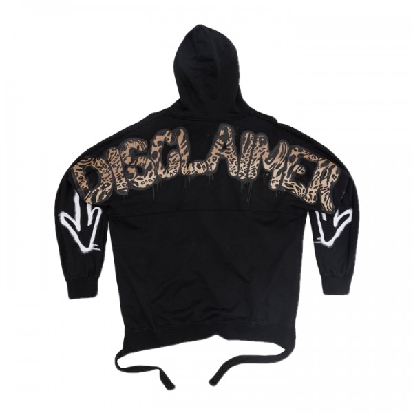 Hooded Sweatshirt With Leo Logo Print, Black