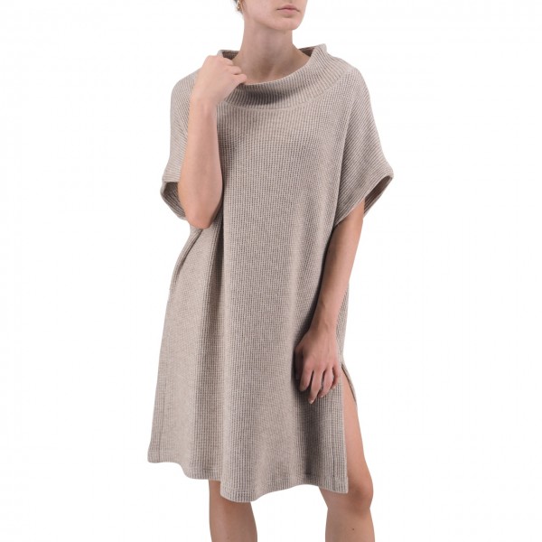 Knitted Dress With Collar And Slits
