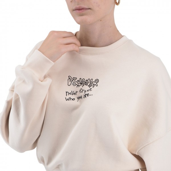 Cropped Sweatshirt With Elastic Band And Rubberized Logo