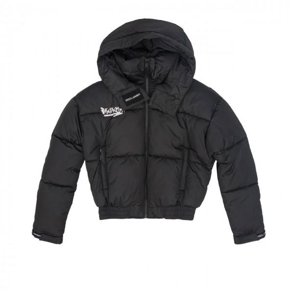 Down Jacket With Fixed Hood And Maxi Logo