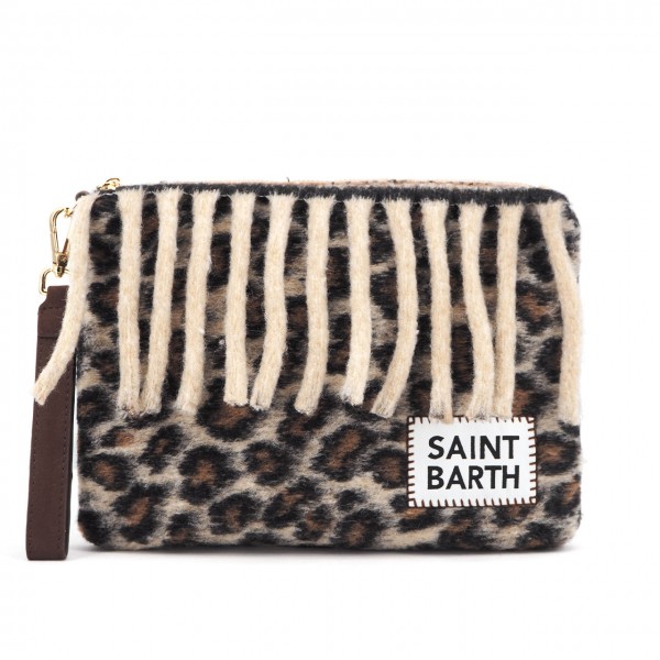 Parisienne Blanket Leopard print clutch bag