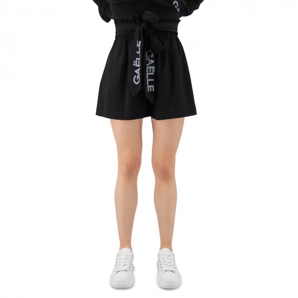 Crepe Shorts With Logo Print Sash