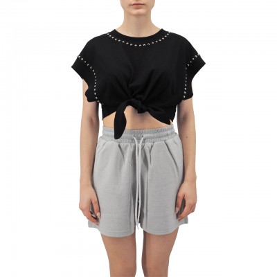 Cropped Studded T-Shirt