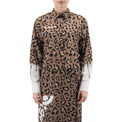 Camicia Crop Top Leopardata