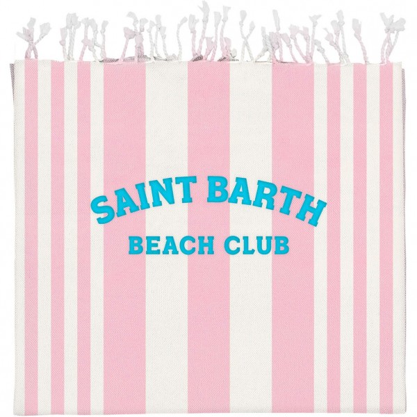 Ultra Light Beach Towel With Fringe Beach Club Stripe 21 Emb