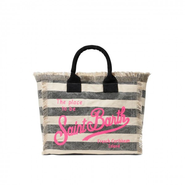Vanity Bag In Gray Striped Canvas