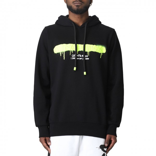 Sweatshirt With Hood And Fluo Logo