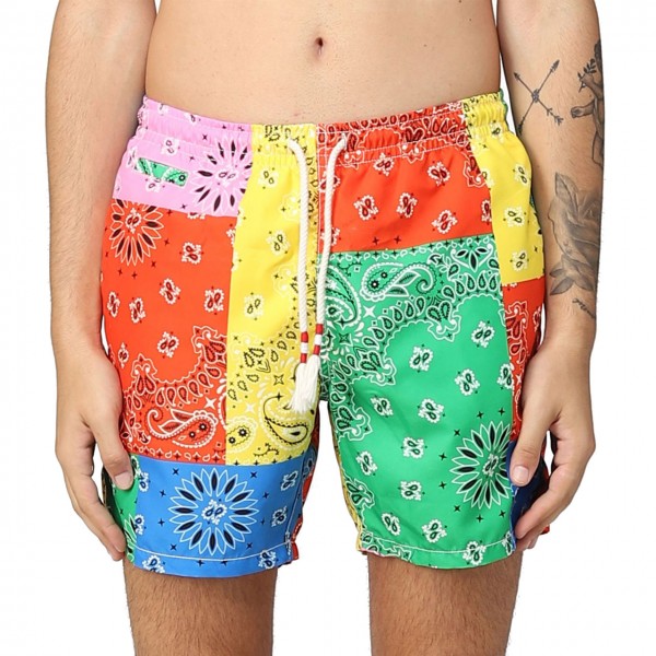 Swim Short With Cord Coulisse Bandanna Round Fluo Col