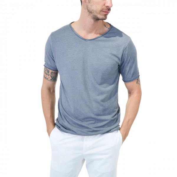 T-Shirt Girocollo Blu Deep Fade