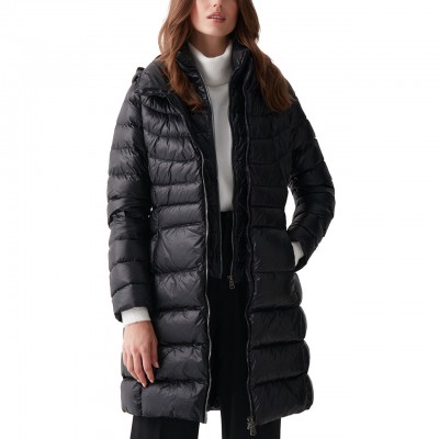 Long Down Jacket With Black...