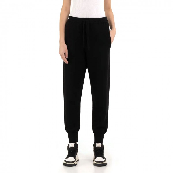 Regular Fit Black Knitted Trousers