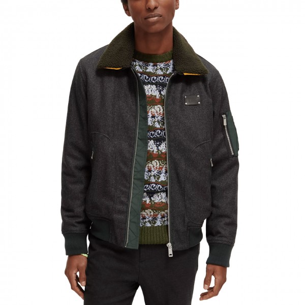 Bomber Jacket With Detachable Collar