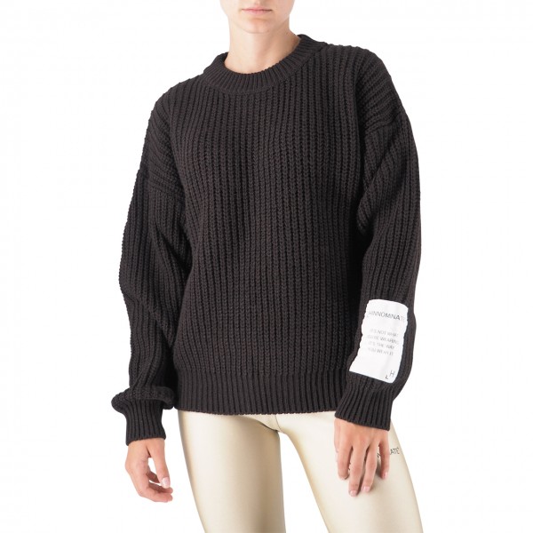 Pearl ribbed crew neck sweater with Moro label